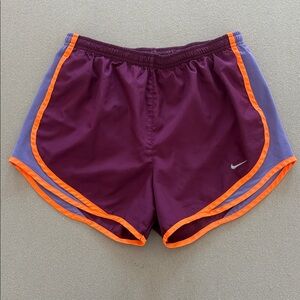 Nike DRI-FIT Tempo Running Shorts Small S Built In Brief Maroon Orange Purple